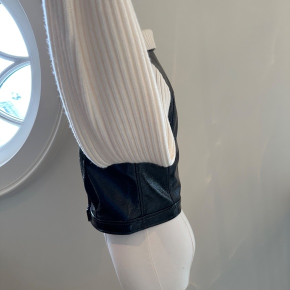 NEW WITH TAGS Cinq a Sept Knit Sleeve Ciara Jacket/XXS/XS Black& ivory - Picture 10 of 16